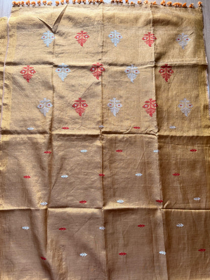 Molten Gold Linen Tissue Jamdani Saree