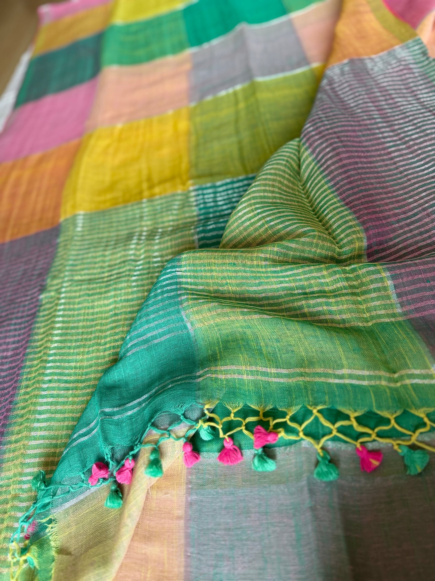 Summer Sorbet Linen Check Saree
