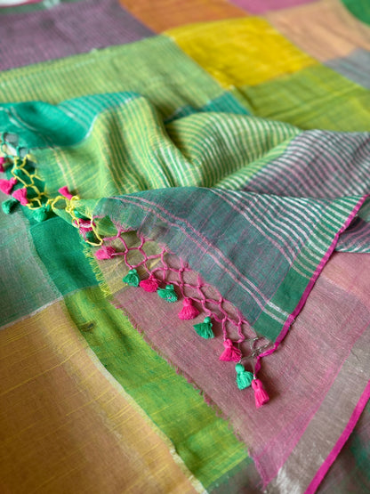 Summer Sorbet Linen Check Saree
