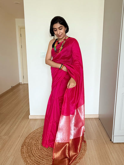 Majenta Khadi Cotton Saree