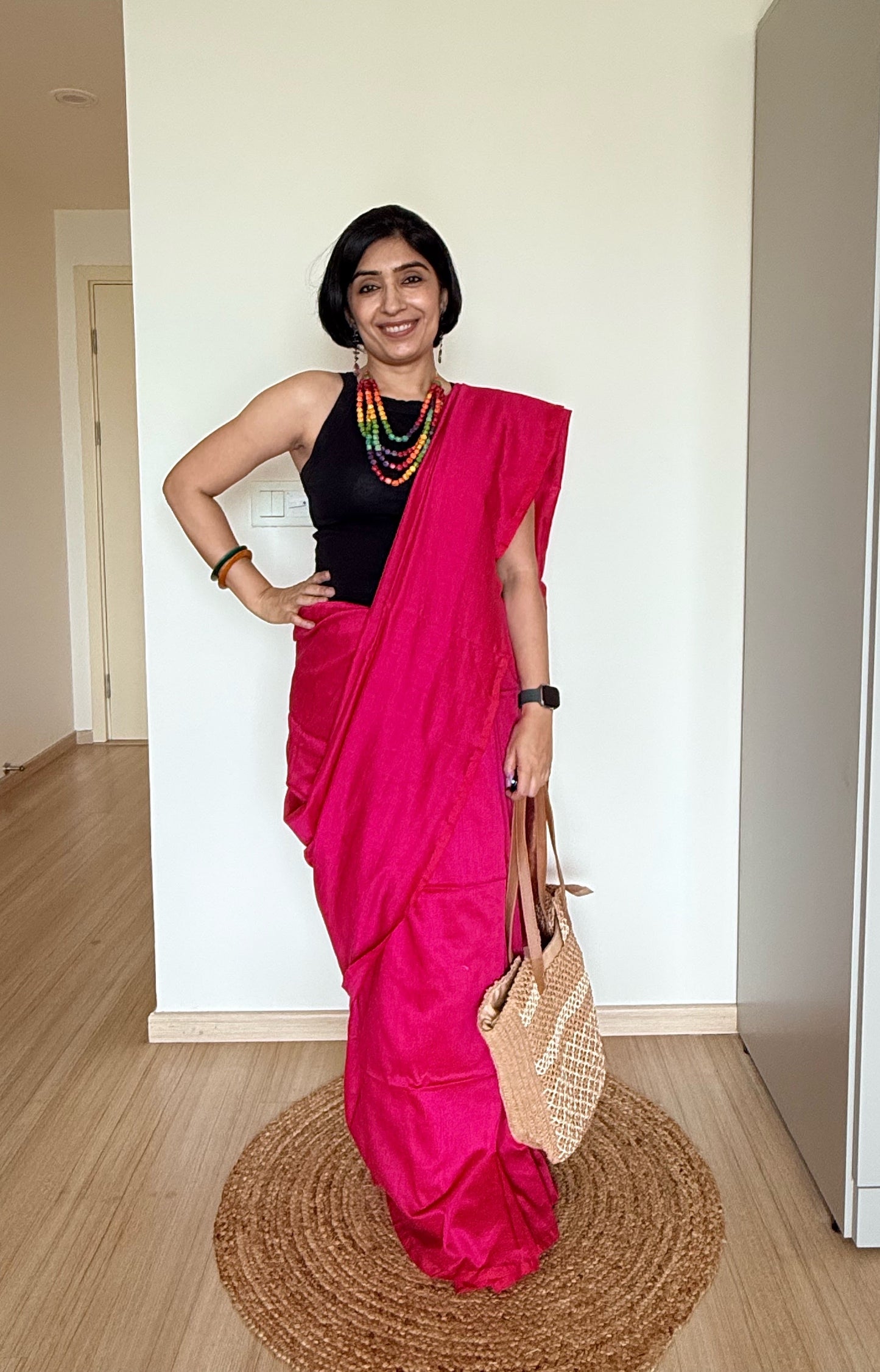 Majenta Khadi Cotton Saree
