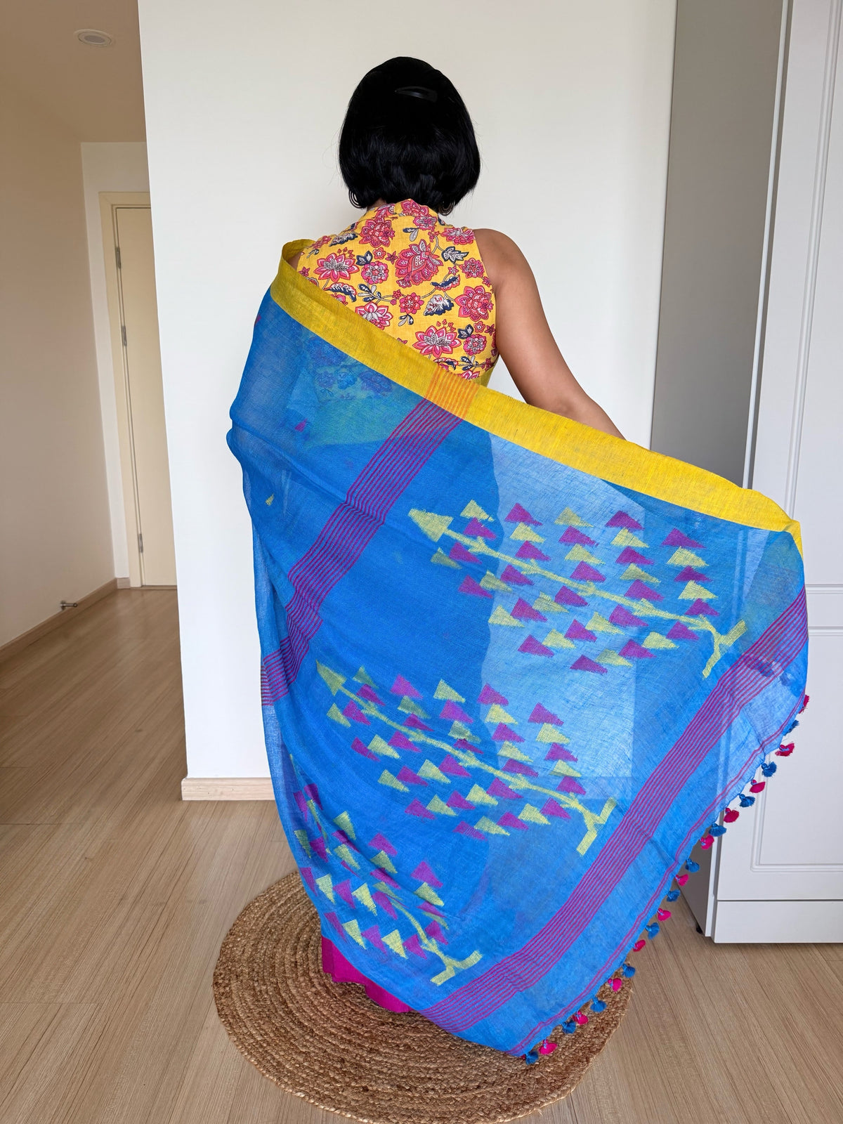 Ganga Jamuna Linen Saree
