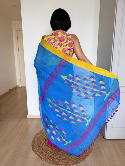 Ganga Jamuna Linen Saree