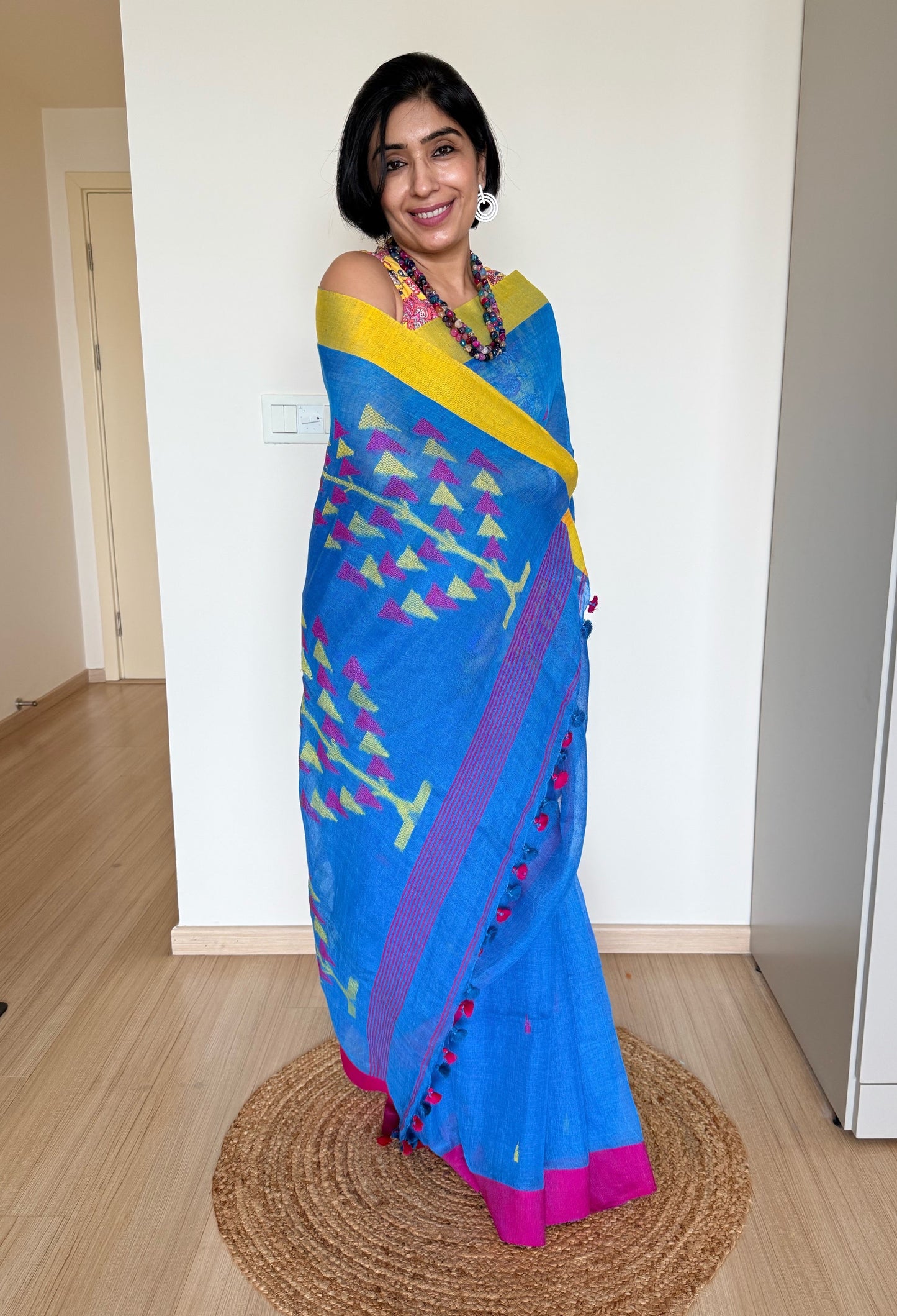 Ganga Jamuna Linen Saree