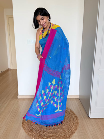 Ganga Jamuna Linen Saree