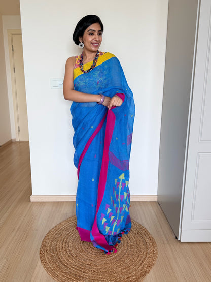Ganga Jamuna Linen Saree