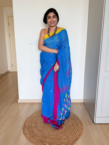 Ganga Jamuna Linen Saree