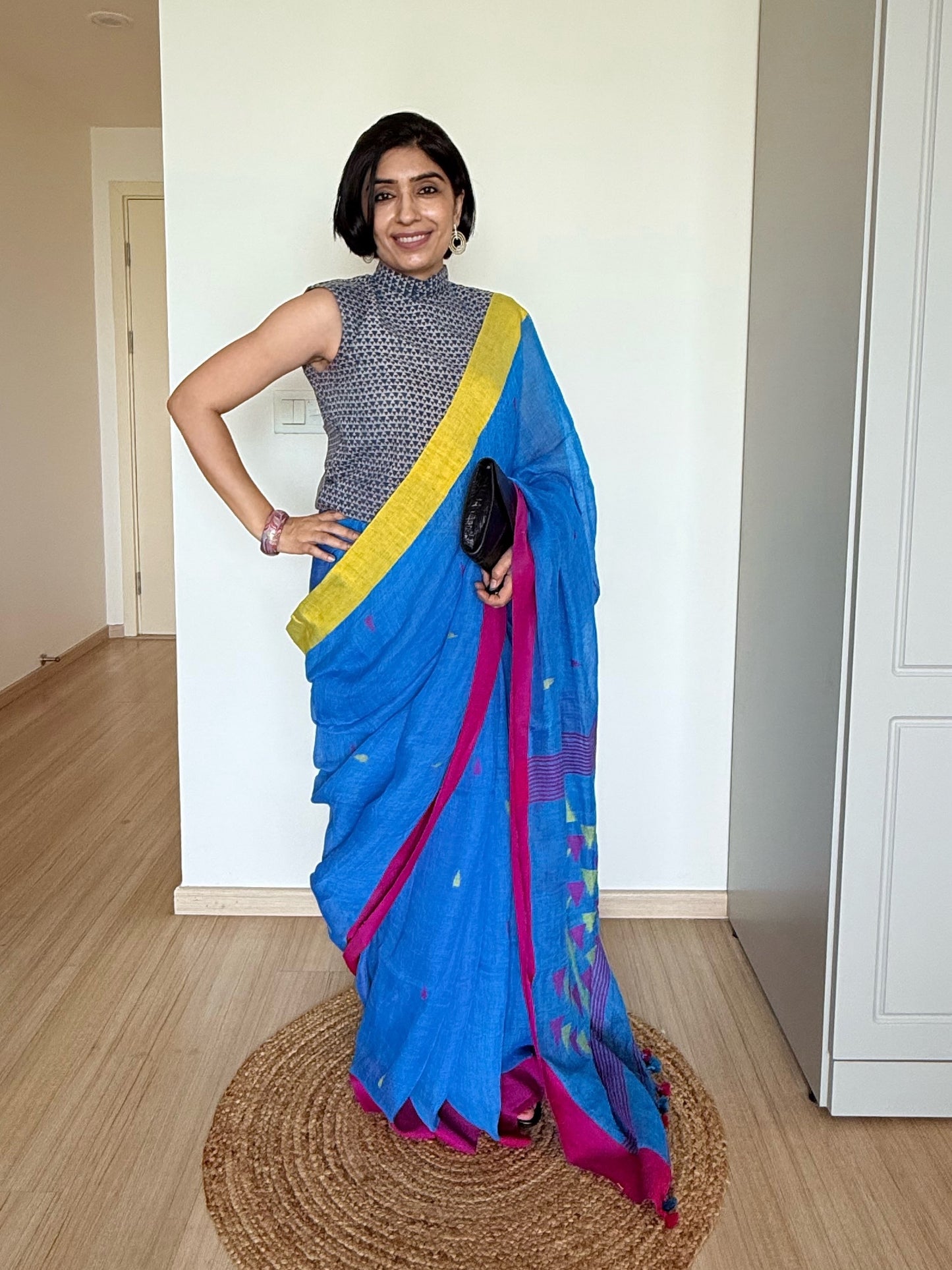 Ganga Jamuna Linen Saree