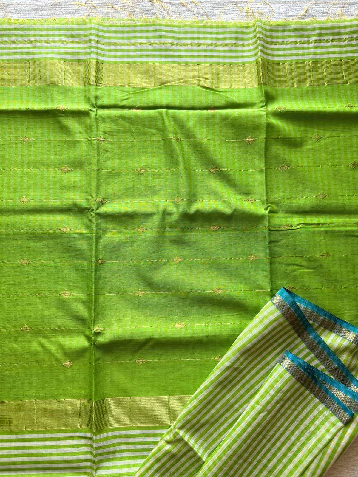 Grass Green Checks Maheshwari
