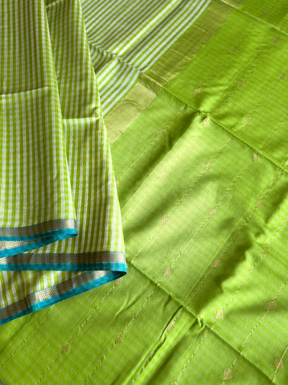 Grass Green Checks Maheshwari