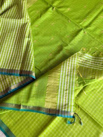 Grass Green Checks Maheshwari