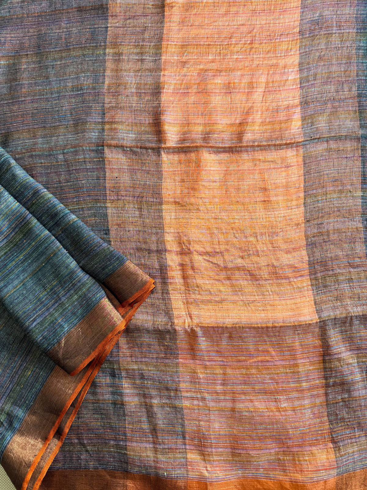 Steel Grey & Orange Linen