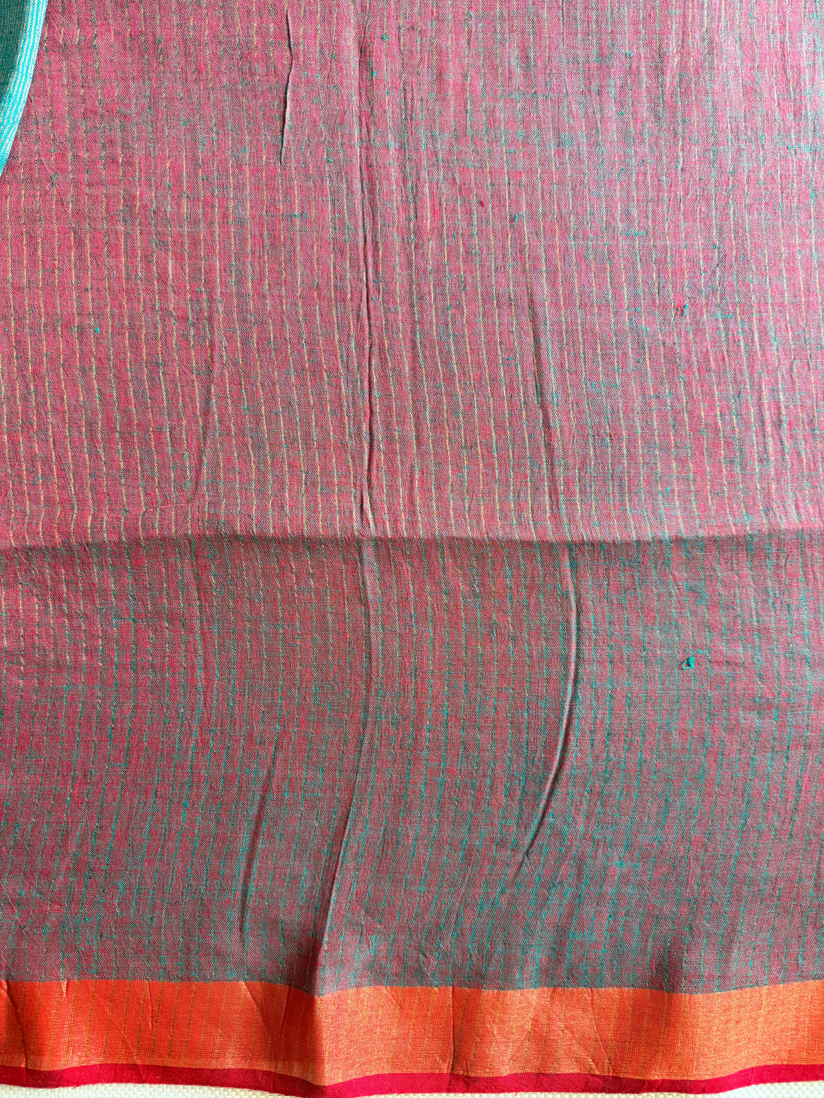 Teal Green Linen Saree