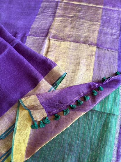 Royal Purple & Green Linen