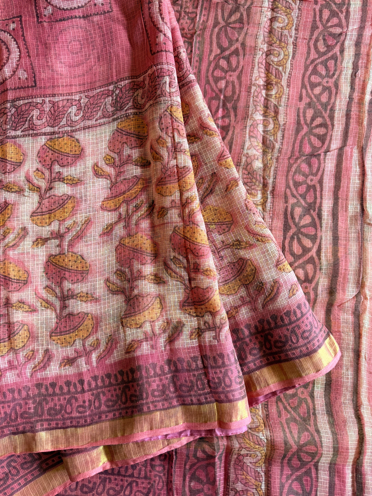 Salmon Pink Bagru Kota Doriya