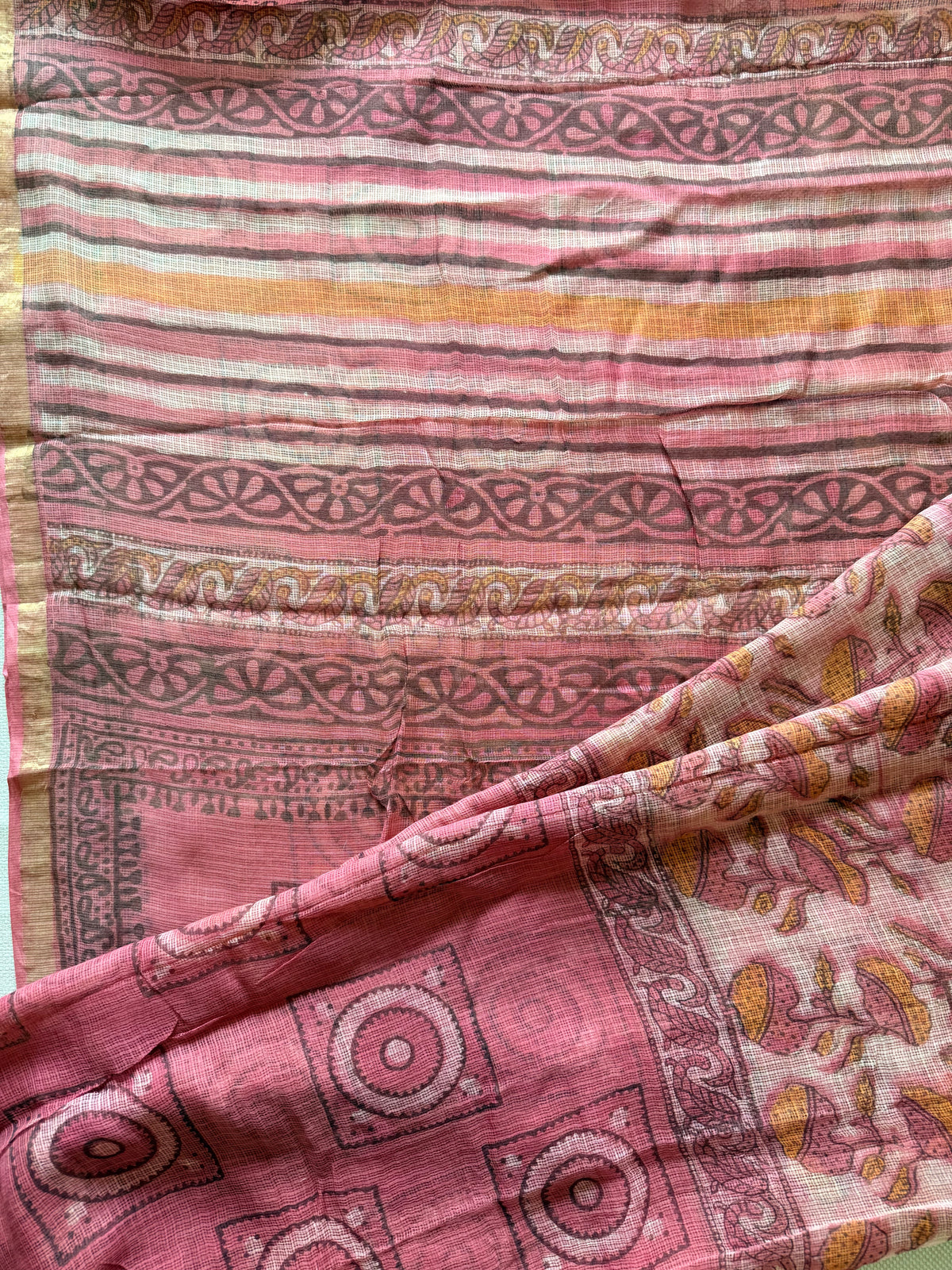 Salmon Pink Bagru Kota Doriya