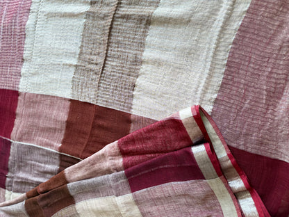White and Maroon Linen Checks