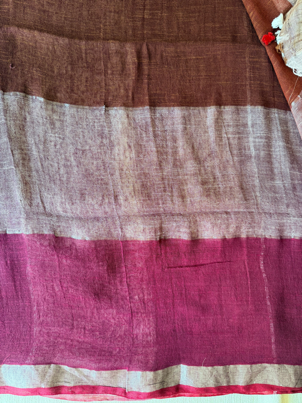 White and Maroon Linen Checks