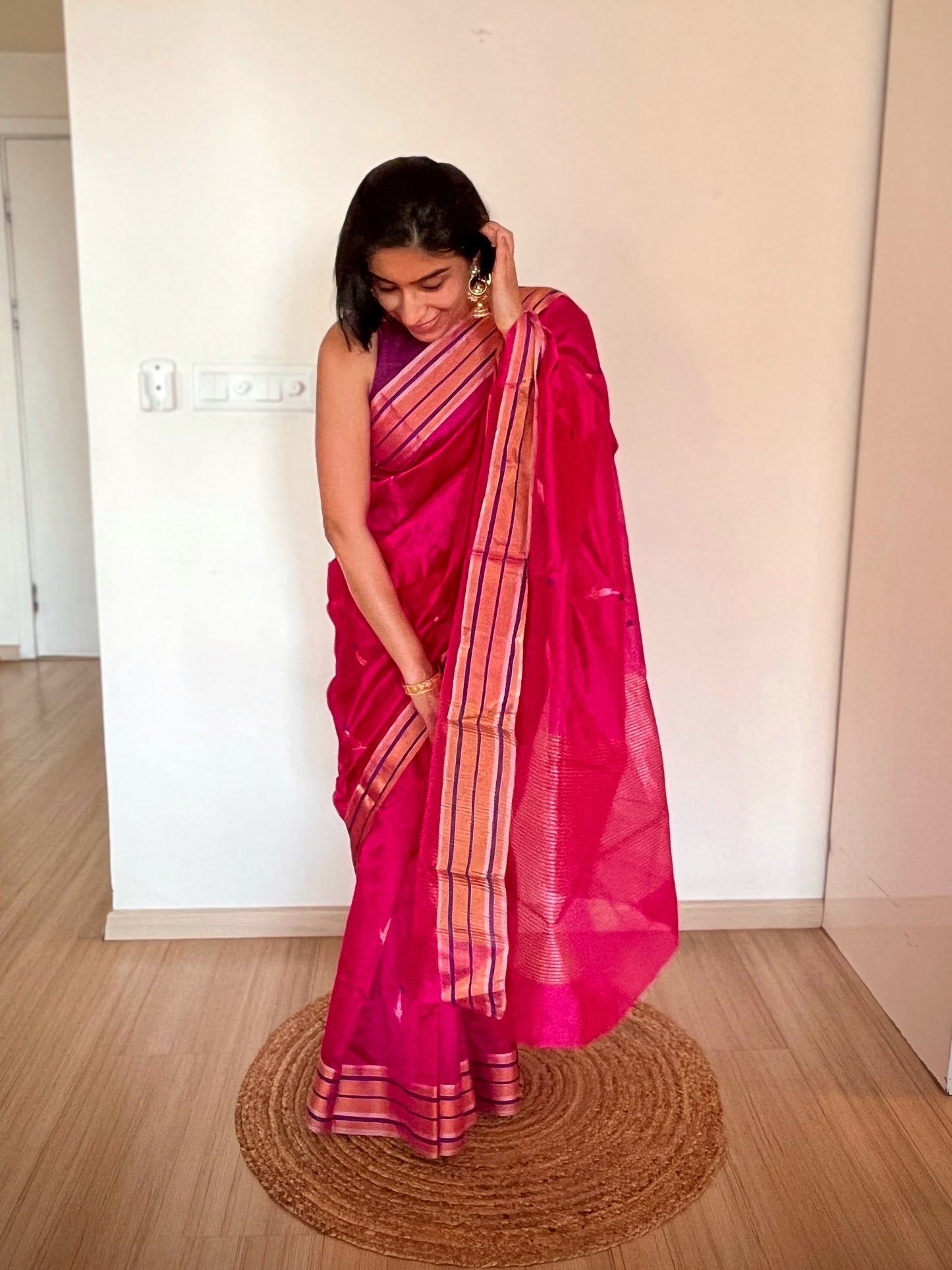 Vibrant Fuchsia Chanderi Saree