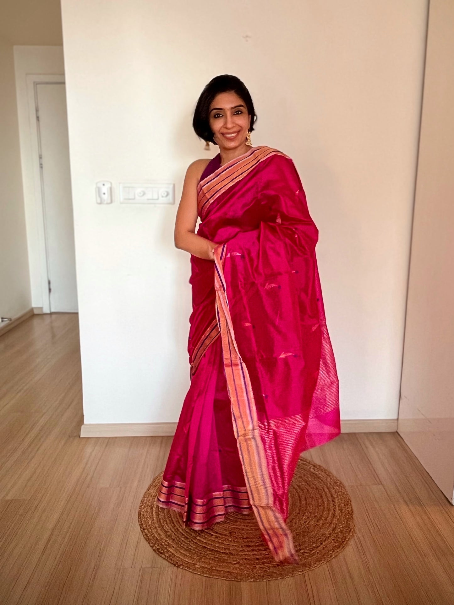 Vibrant Fuchsia Chanderi Saree
