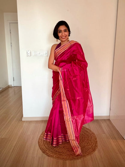 Vibrant Fuchsia Chanderi Saree
