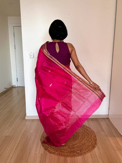 Vibrant Fuchsia Chanderi Saree