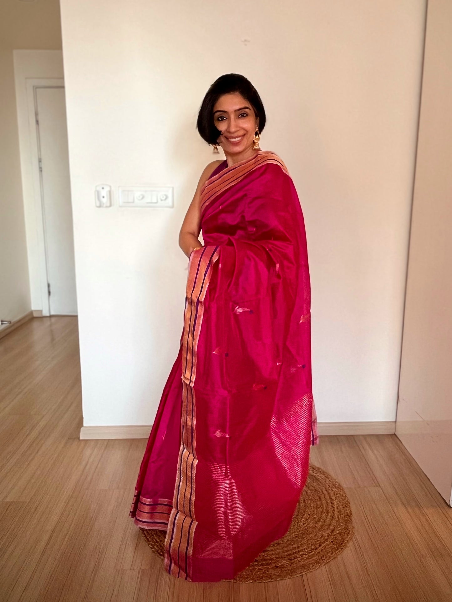 Vibrant Fuchsia Chanderi Saree