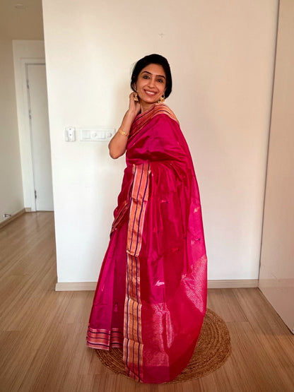 Vibrant Fuchsia Chanderi Saree