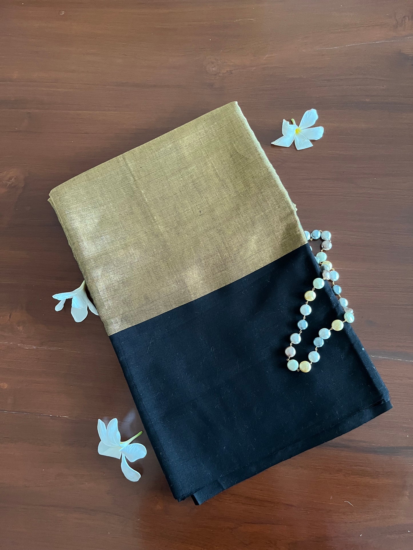 Gold and Black Chanderi Tissue Saree