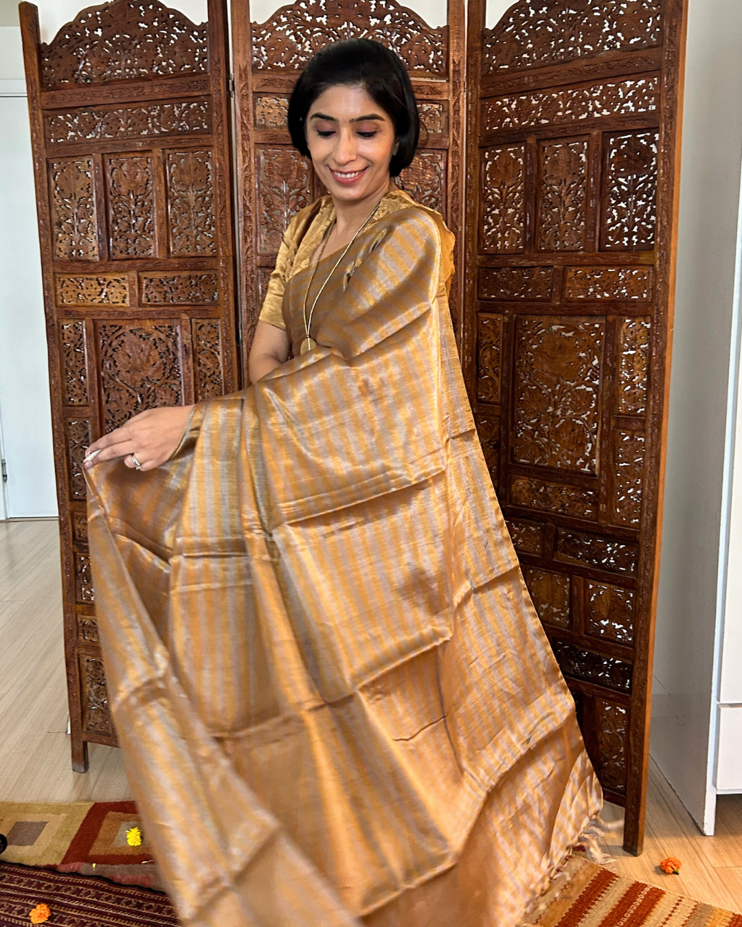 Chandi Sona Striped Chanderi Tissue Saree