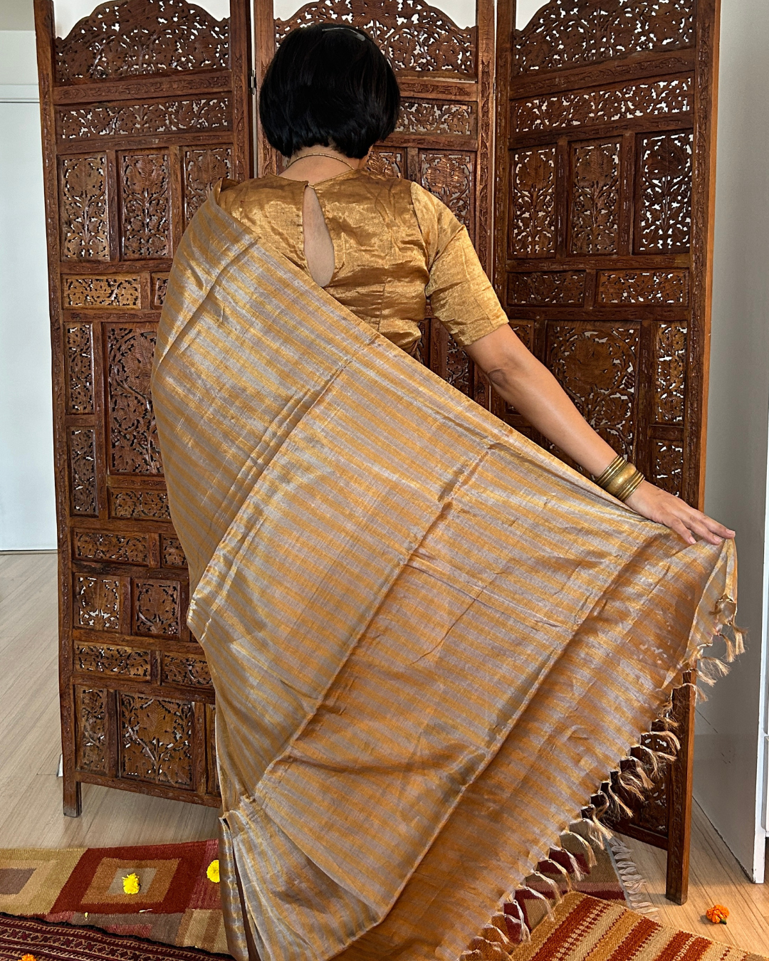 Chandi Sona Striped Chanderi Tissue Saree