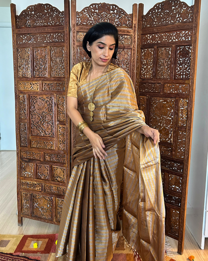 Chandi Sona Striped Chanderi Tissue Saree