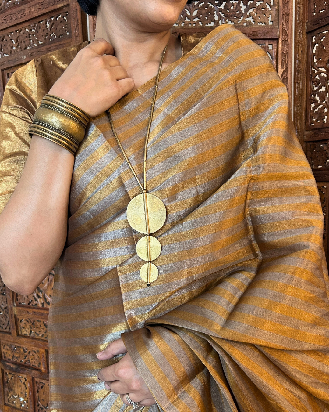 Chandi Sona Striped Chanderi Tissue Saree