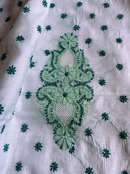 Sea Green and White Chikankari on Chanderi