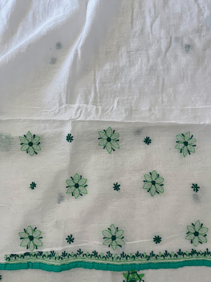 Sea Green and White Chikankari on Chanderi