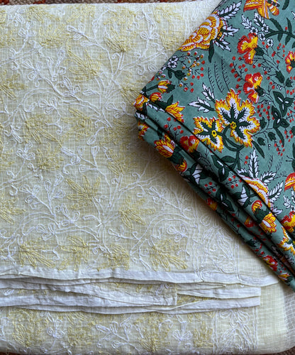 All over Tepchi Chikankari Saree on Kota