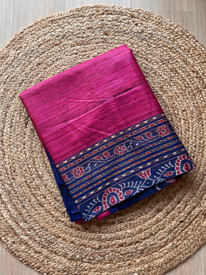 Pink and Blue Gopalpur Tussar Saree