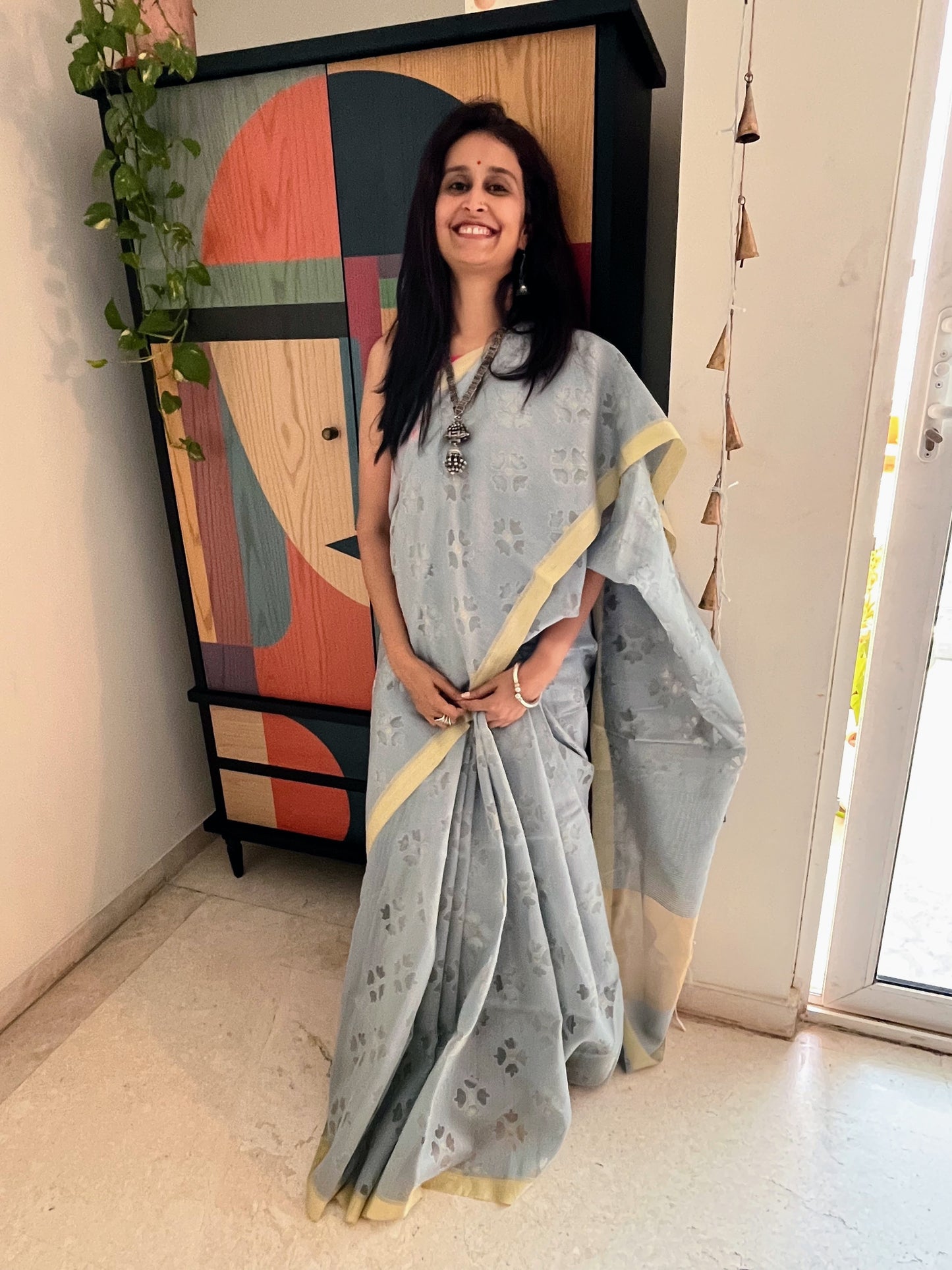 Rasai Silk Jamdani Saree with cutwork