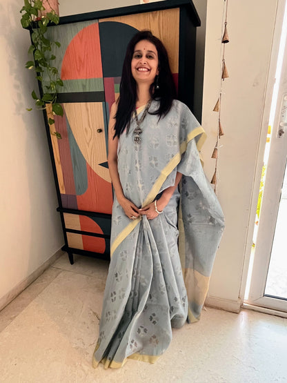 Rasai Silk Jamdani Saree with cutwork