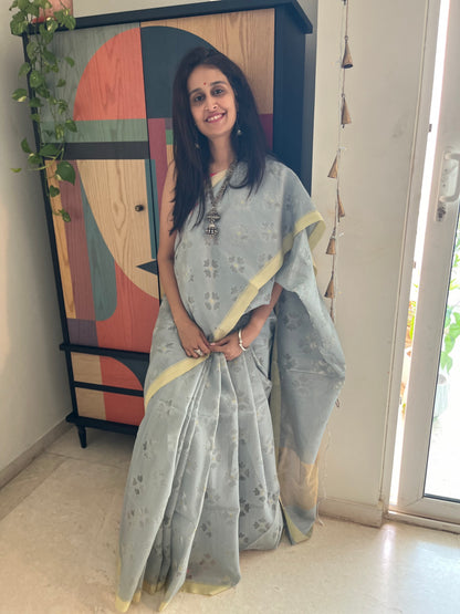 Rasai Silk Jamdani Saree with cutwork