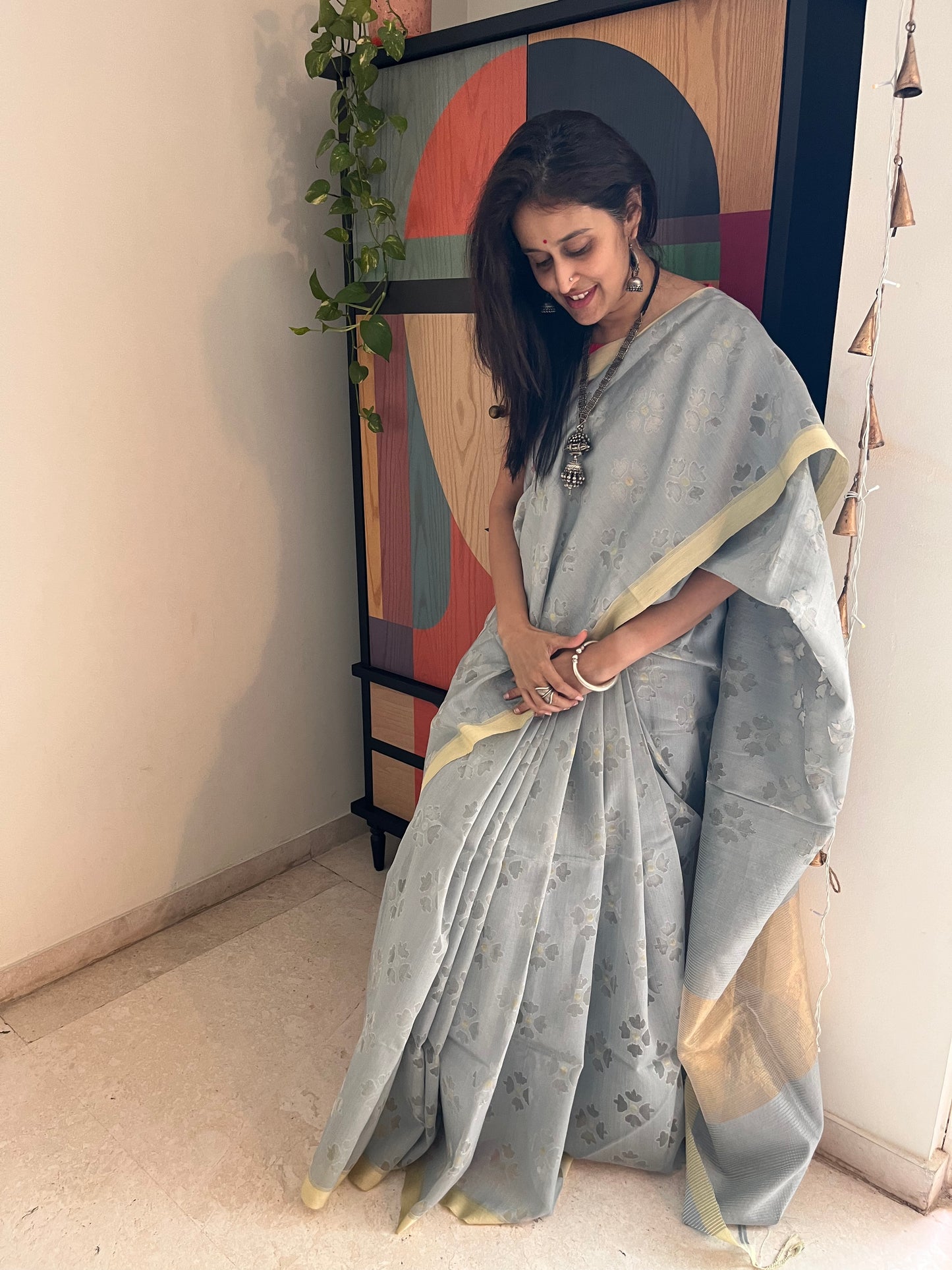 Rasai Silk Jamdani Saree with cutwork