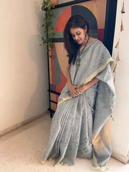 Rasai Silk Jamdani Saree with cutwork