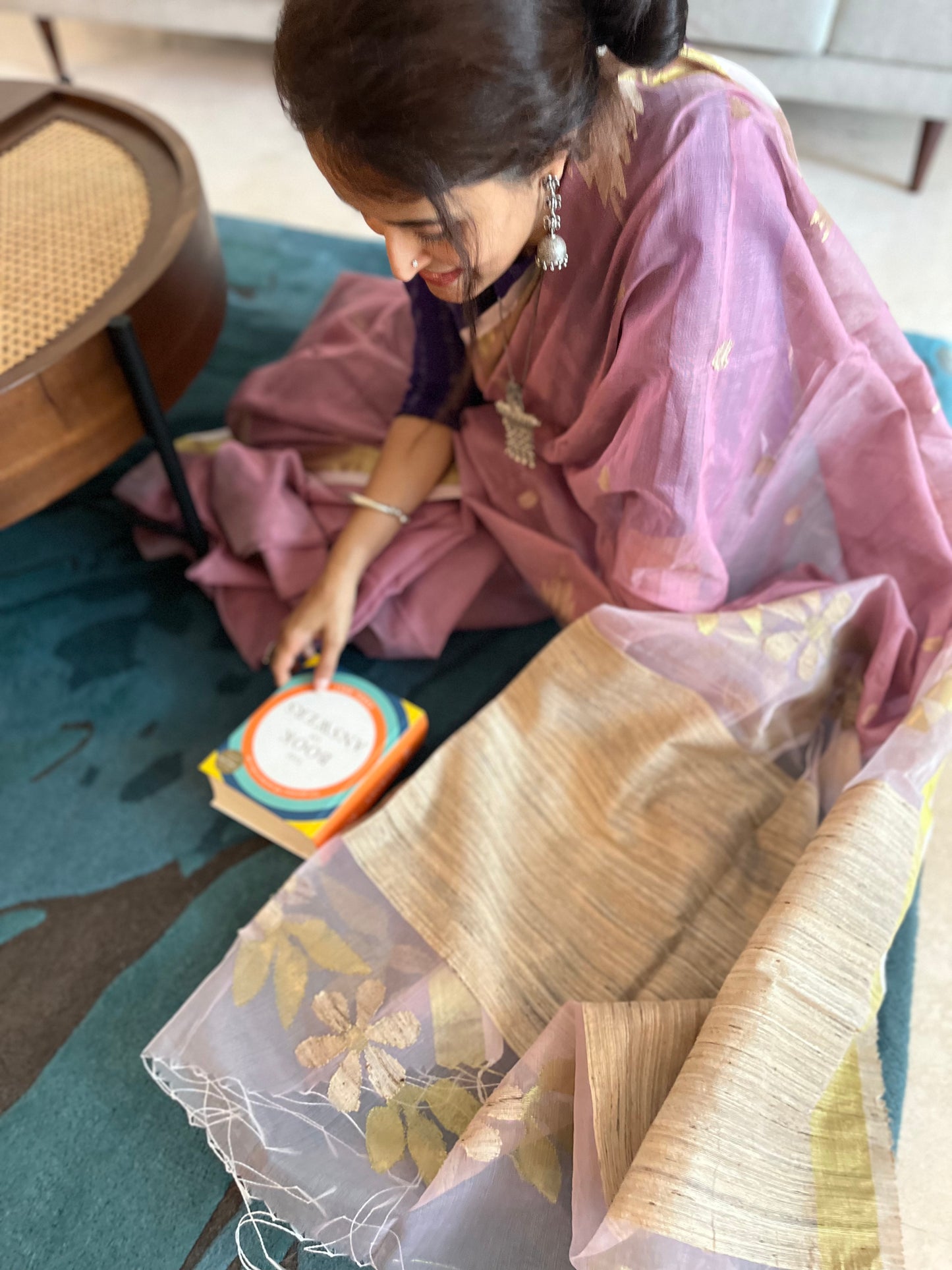 Lavender Hues Jute Silk Jamdani Saree