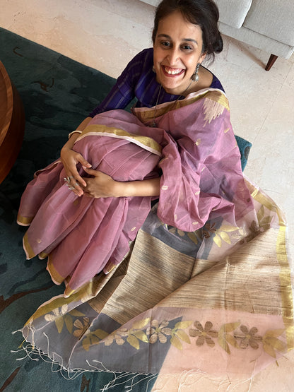 Lavender Hues Jute Silk Jamdani Saree