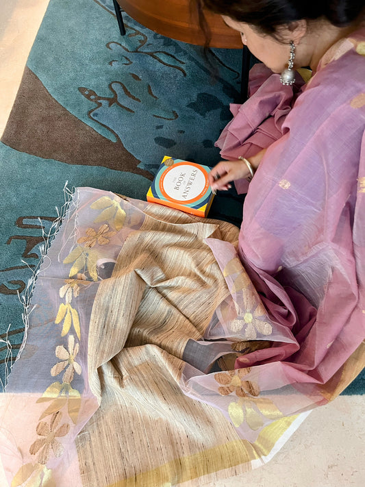 Lavender Hues Jute Silk Jamdani Saree