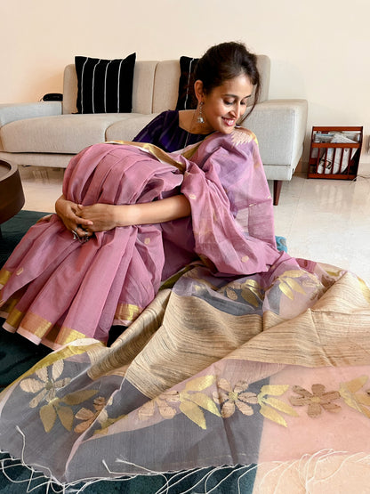 Lavender Hues Jute Silk Jamdani Saree