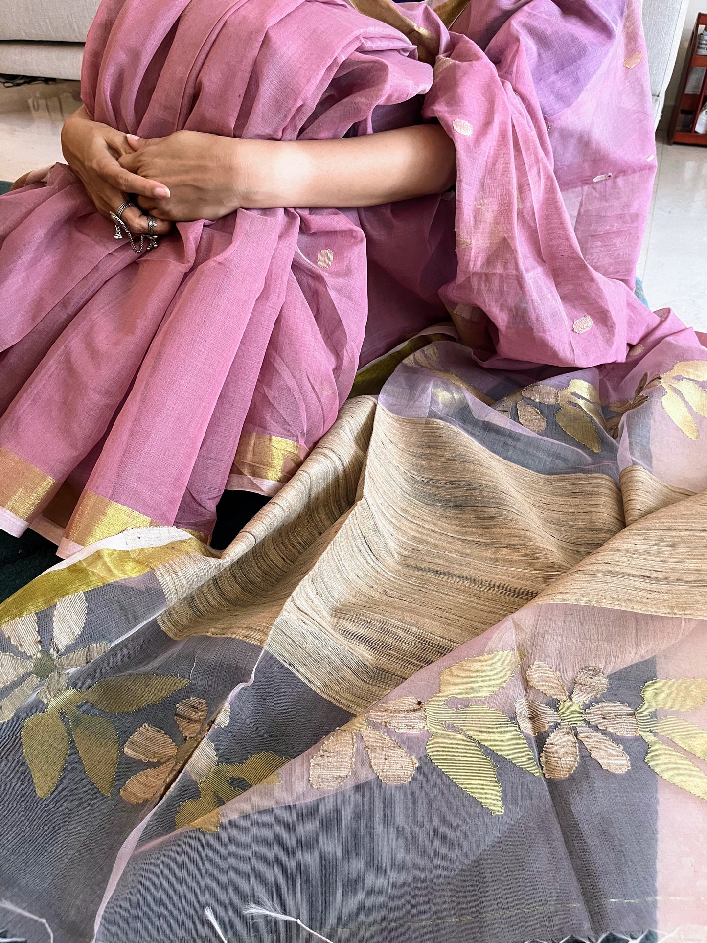 Lavender Hues Jute Silk Jamdani Saree