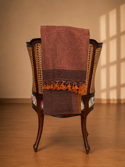 Coffee brown and bronze linen tissue saree