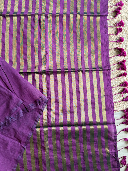 Plum Purple Khadi Cotton Saree