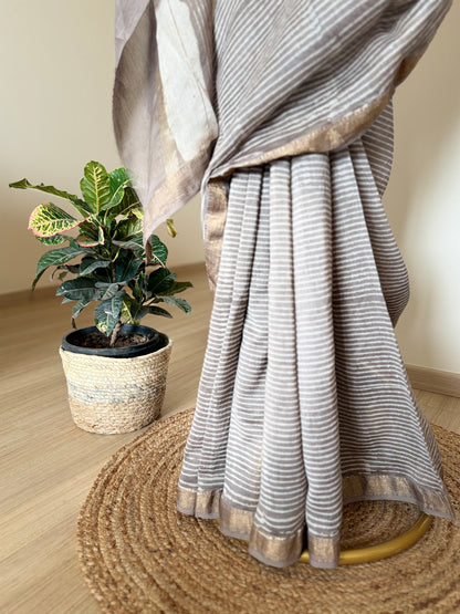 Slate Grey Shibori Cotton Silk Saree